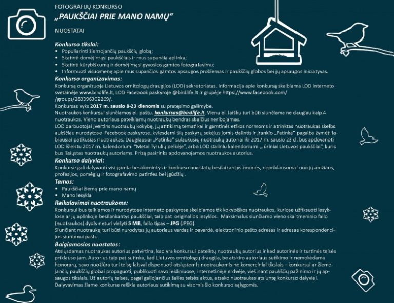 Naujas konkursas globojantiems ir fotografuojantiems paukščius