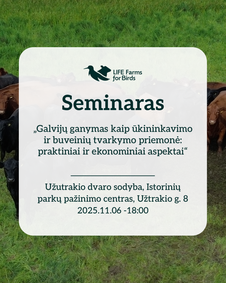 Kviečiame į seminarą apie ekstensyvų ganymą ir jo naudas ūkininkams bei gamtai – Trakuose, lapkričio 6 d.