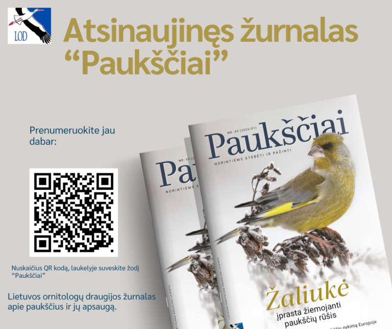 Kviečiame prenumeruoti žurnalą „Paukščiai” 2026 metais